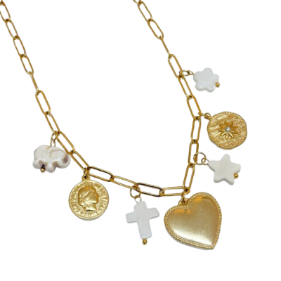 Cham Necklace Gold & White