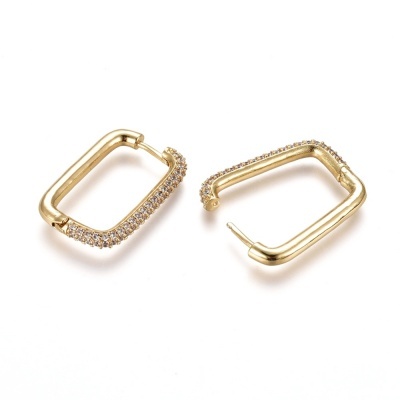 Argolas Retangulares Zircónias Brancas