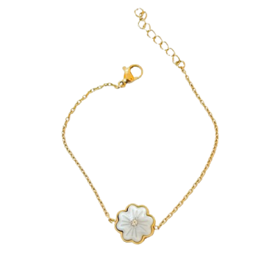 Pulseira Fina Trevo Madrepérola