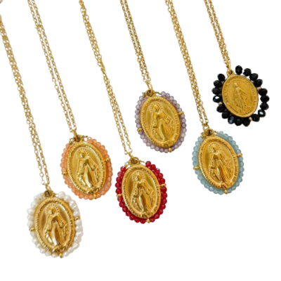 Colar Medalha Milagrosa Pedrinhas