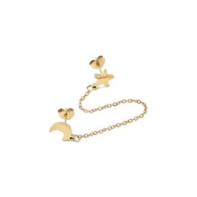 Brinco Duplo Lua e Estrela