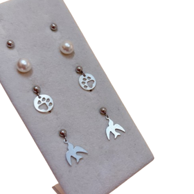 Brincos Aço Prateados