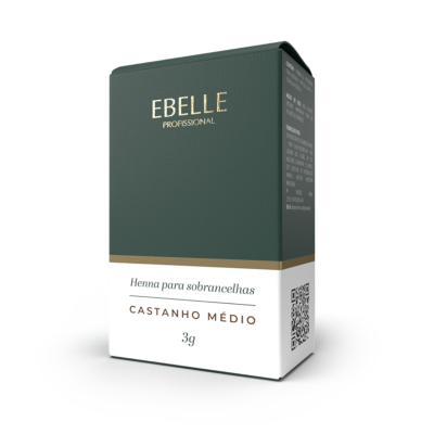 Embalagem de henna para sobrancelhas EBELLE castanho médio 3g