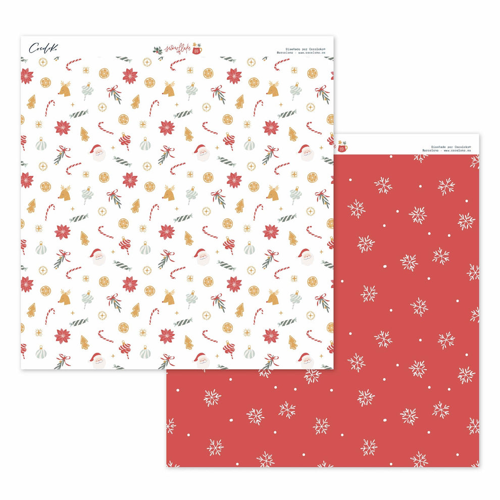 Bloco 24 papéis 12"×12" Snowflake Cocoloko