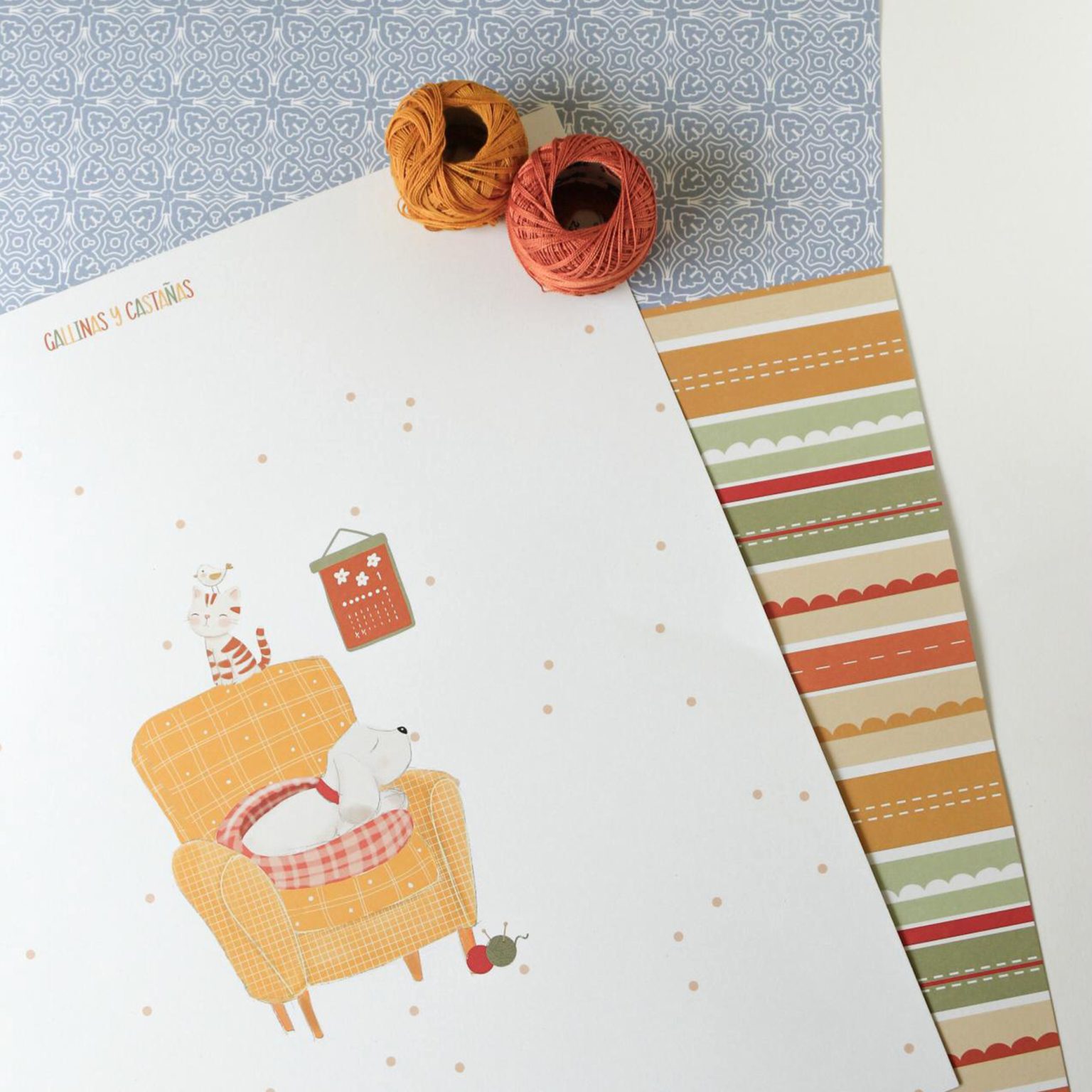 Bloco papéis 12"x12" Gallinas y Castañas Mariquilla Shop