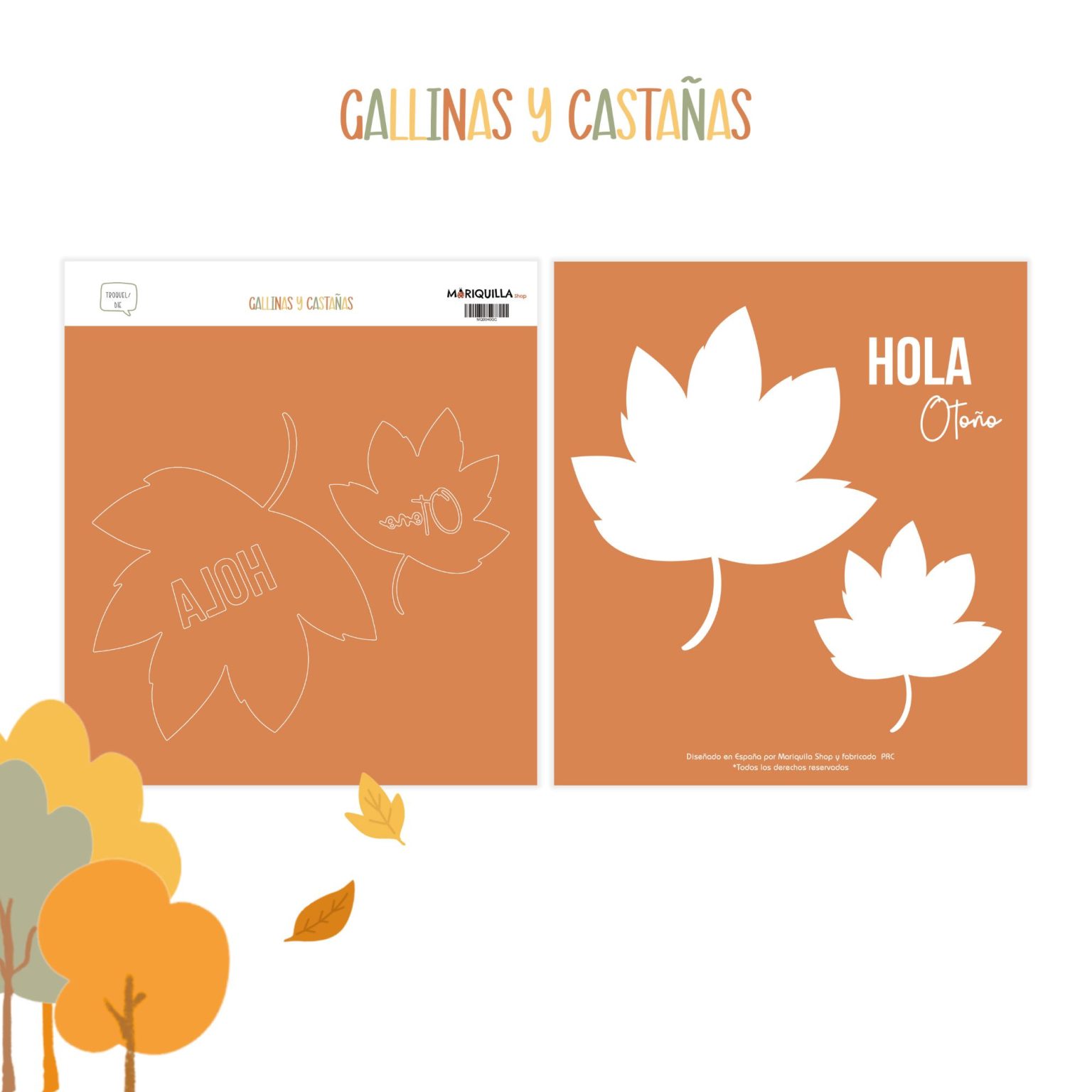 Cortante Folhas Outono Gallinas y Castañas da Mariquilla Shop