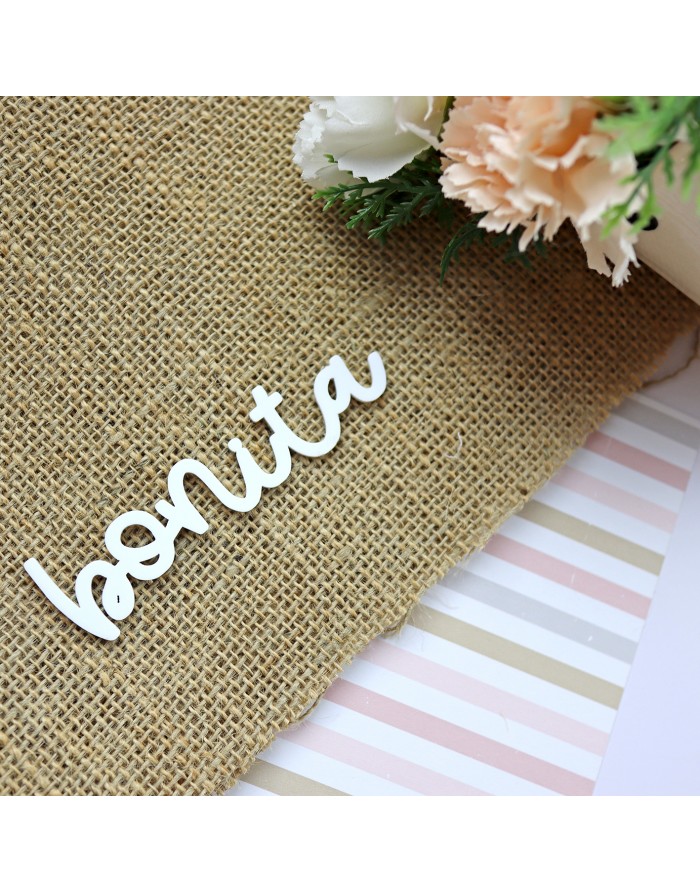 Palavra BONITA Metacrilato Branco