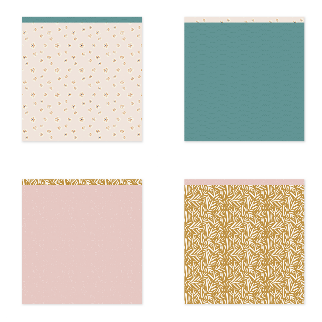 Stack 24 Papéis 30x30cm Uma Face Summer Memories Lora Bailora