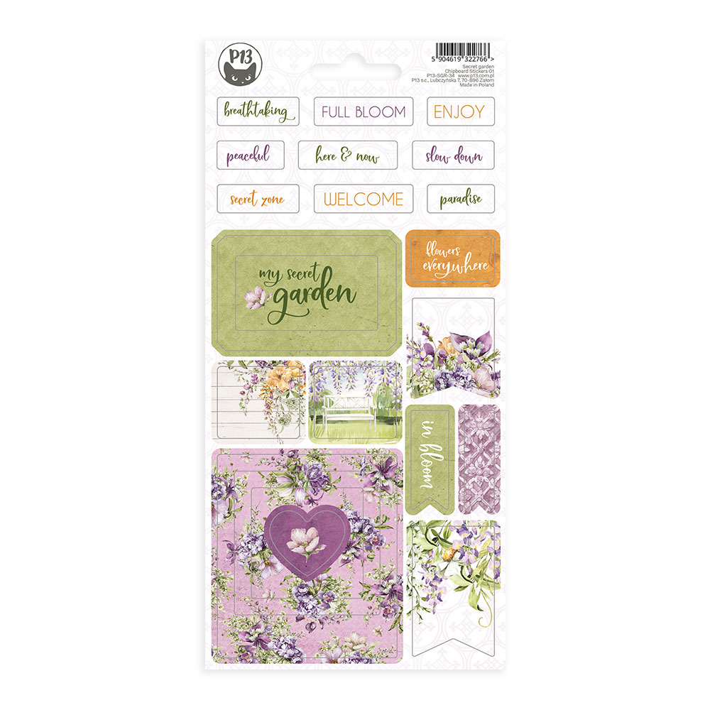 Chipboard Stickers Sheet01 Secret Garden P13 Paper Products