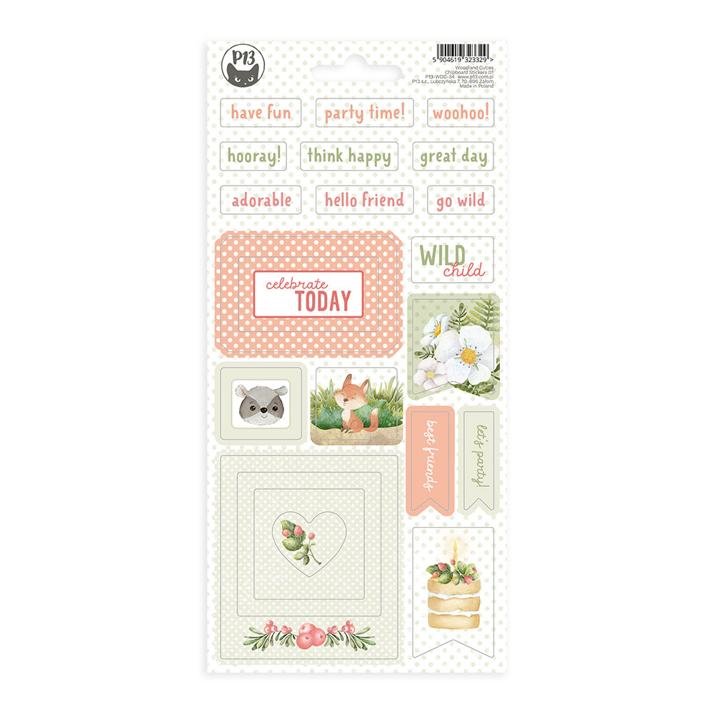 Chipboard Stickers Sheet01 Woodland Cuties P13 Paper Products
