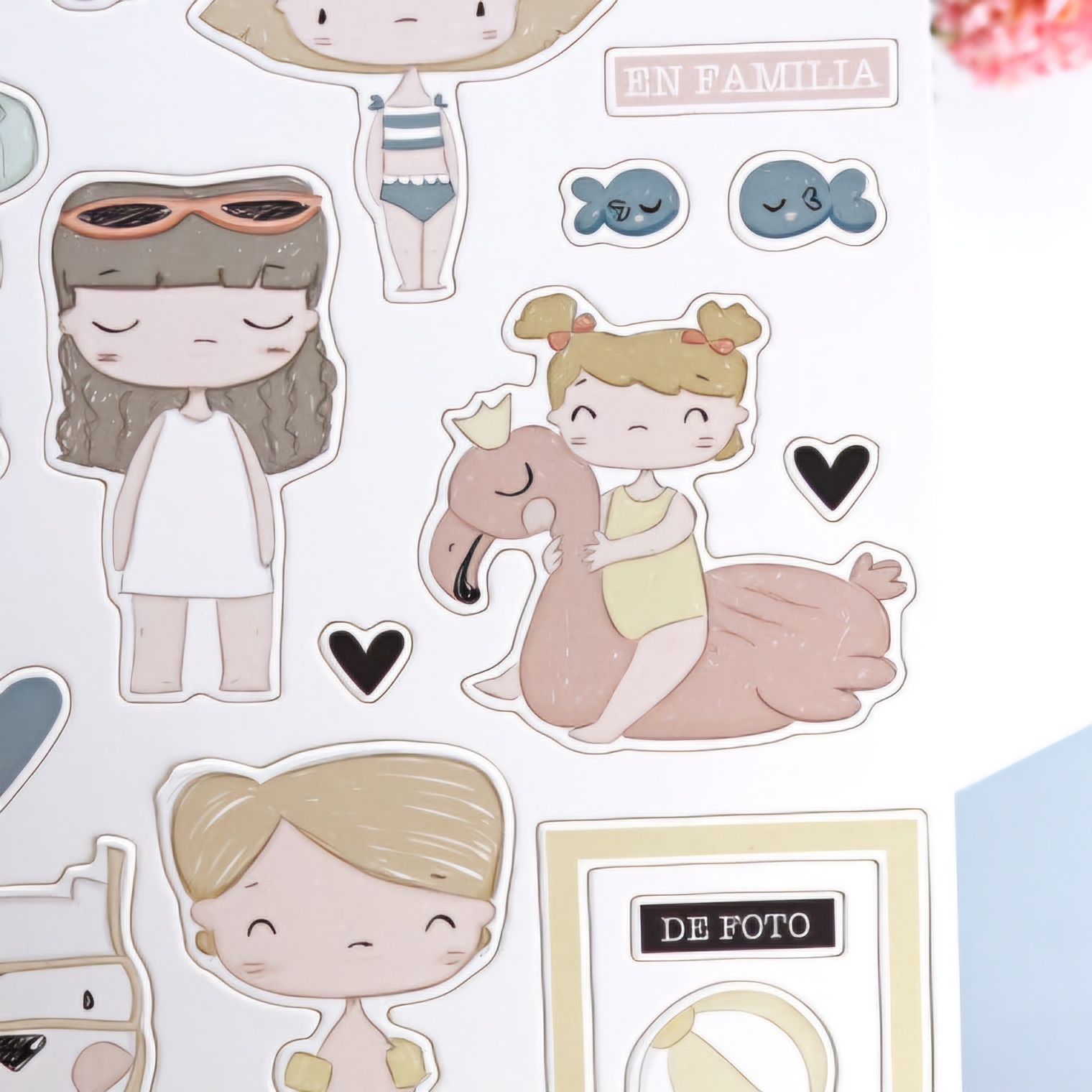 Chipboard Stickers Ilustrações Ohana en la Playa Alua Cid