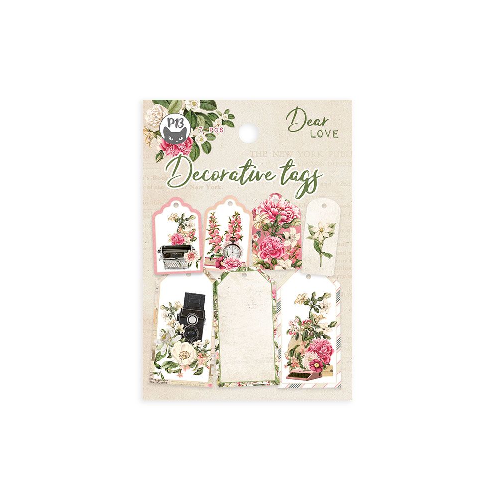 Cartela de etiquetas decorativas em papel com motivos florais e vintage