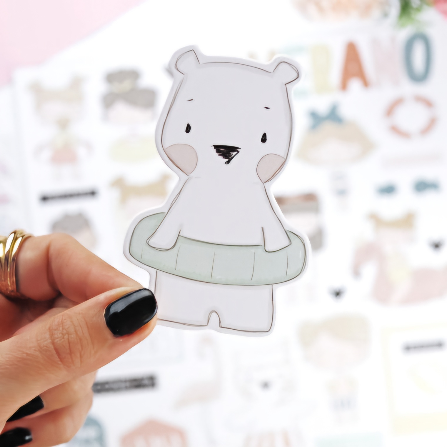 Chipboard Stickers Ilustrações Ohana en la Playa Alua Cid