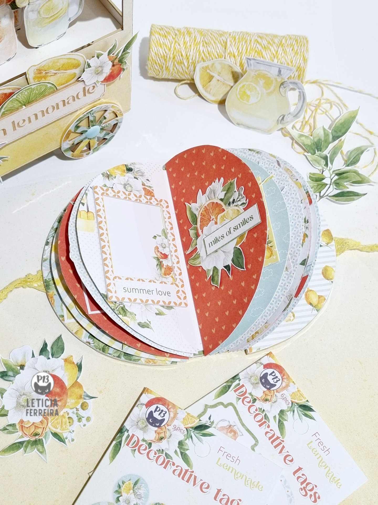 Carrinho Limonada com Mini Álbum Fotos Forma Limão