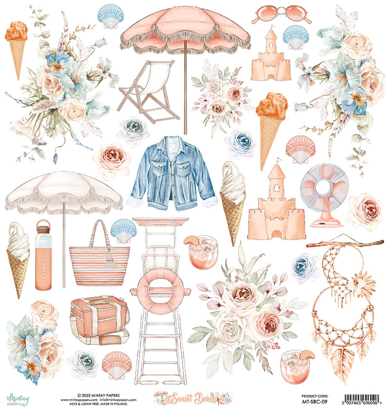 Die Cuts Sunset Beach Mintay Papers