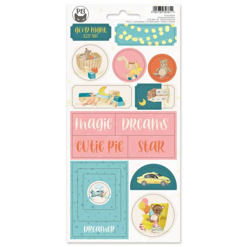 Chipboard Stickers 02 Good Night P13 Paper Products