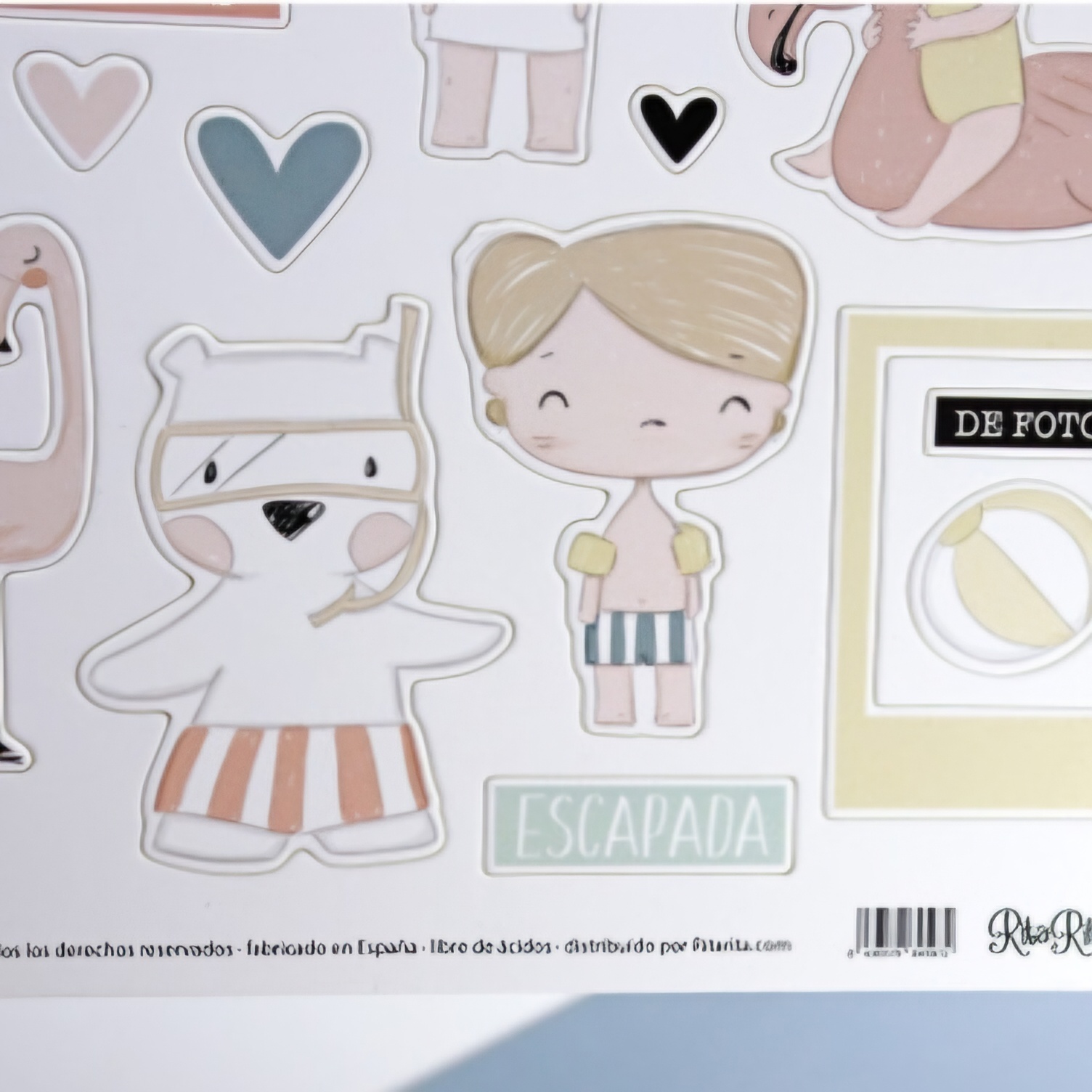 Chipboard Stickers Ilustrações Ohana en la Playa Alua Cid