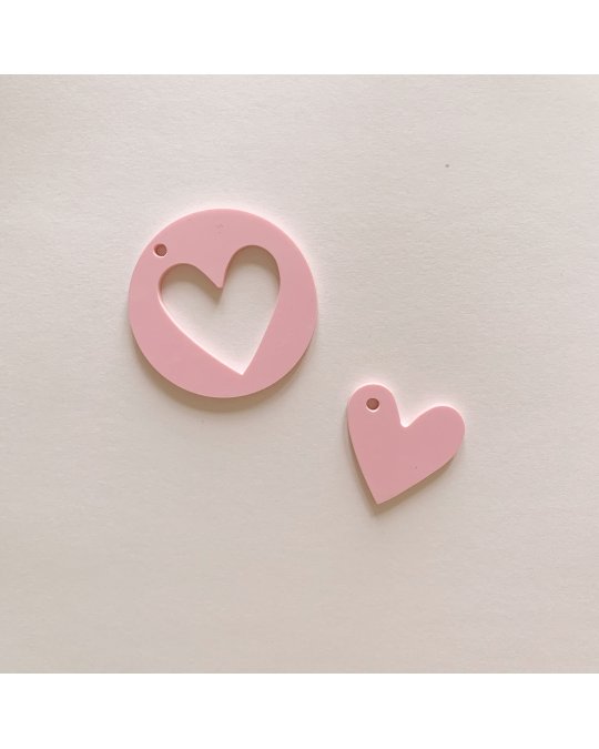 Set Coração ROSA Metacrilato