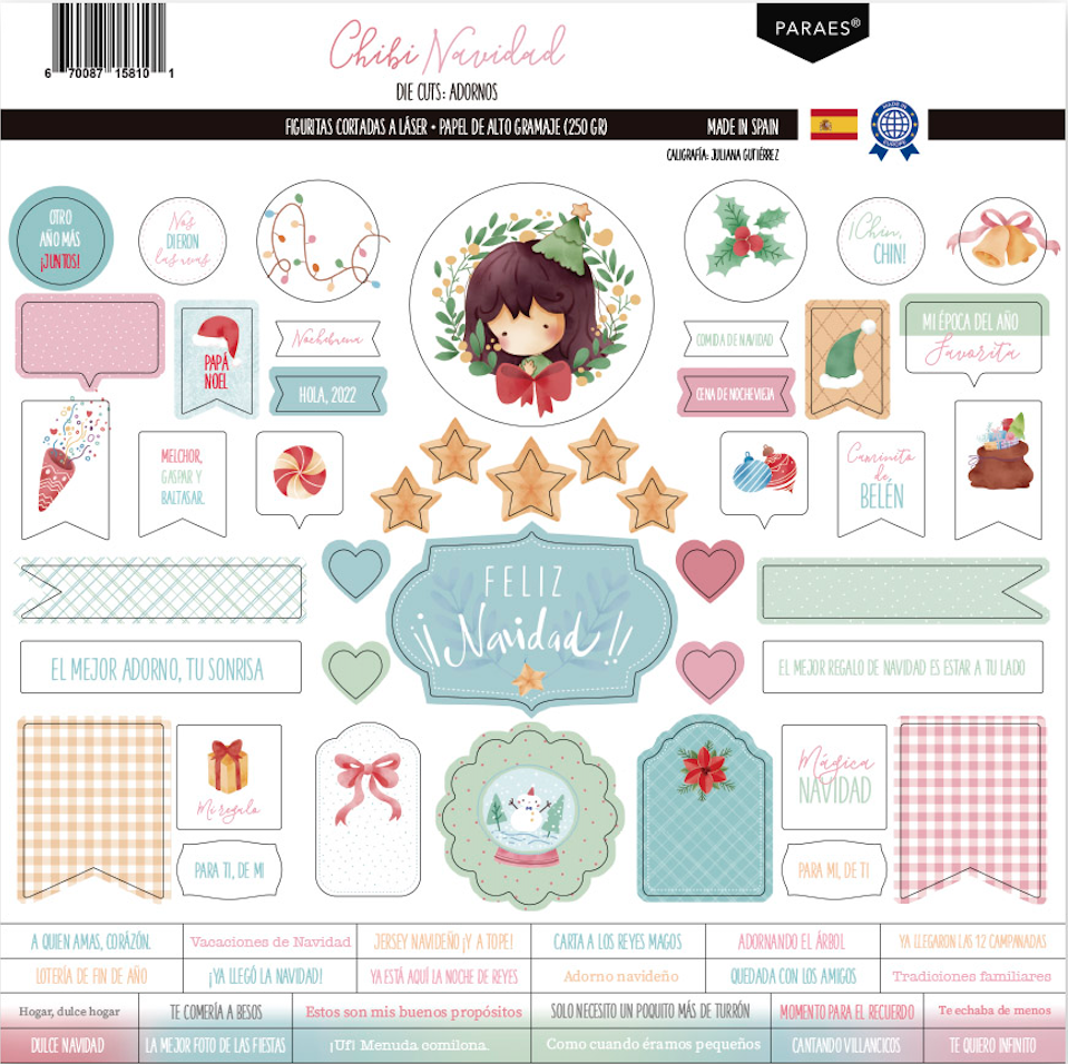 Die Cuts Adornos | Chibi Navidad, Paraes