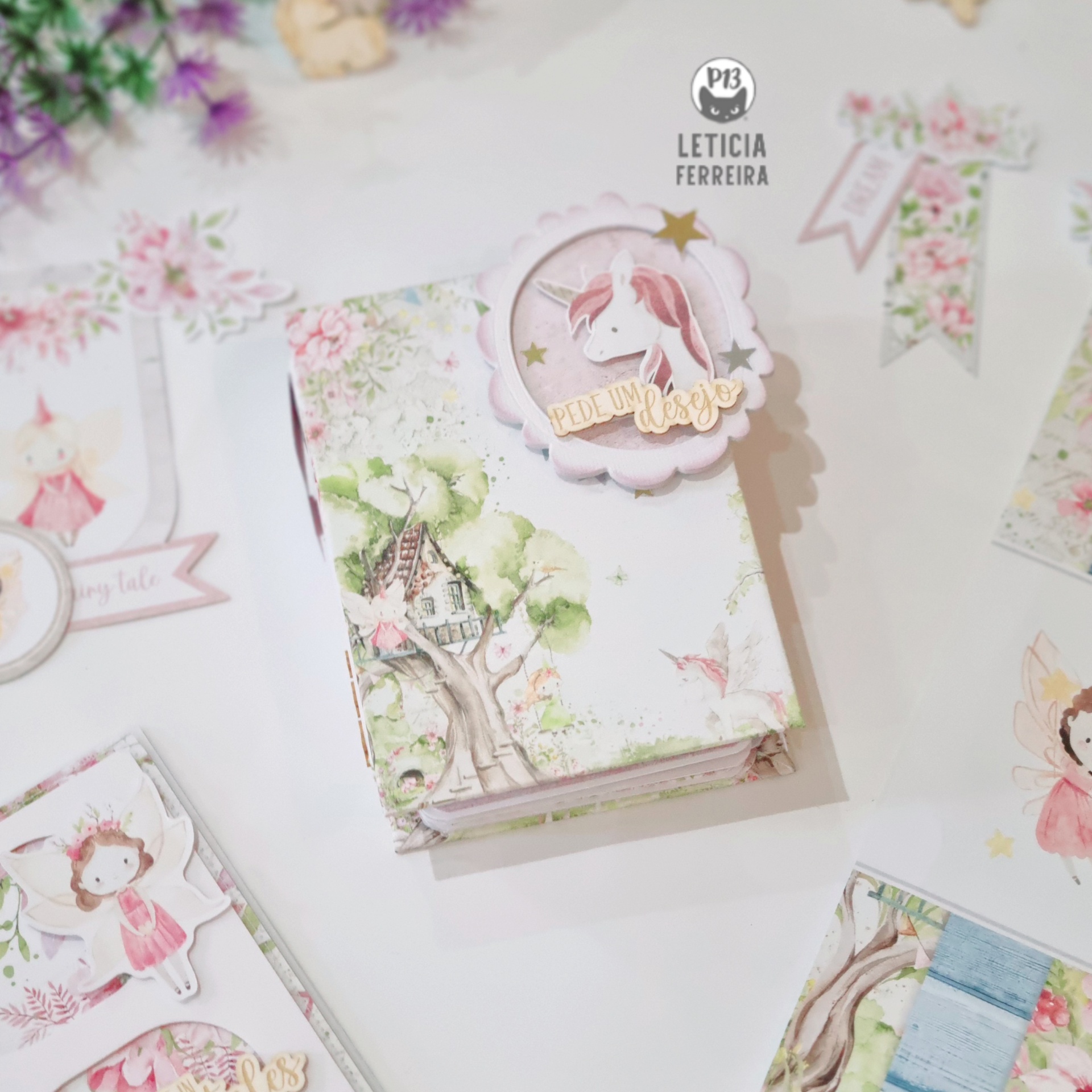 Conjunto Mini Álbum Pede Um Desejo & Postal Believe in Fairytales