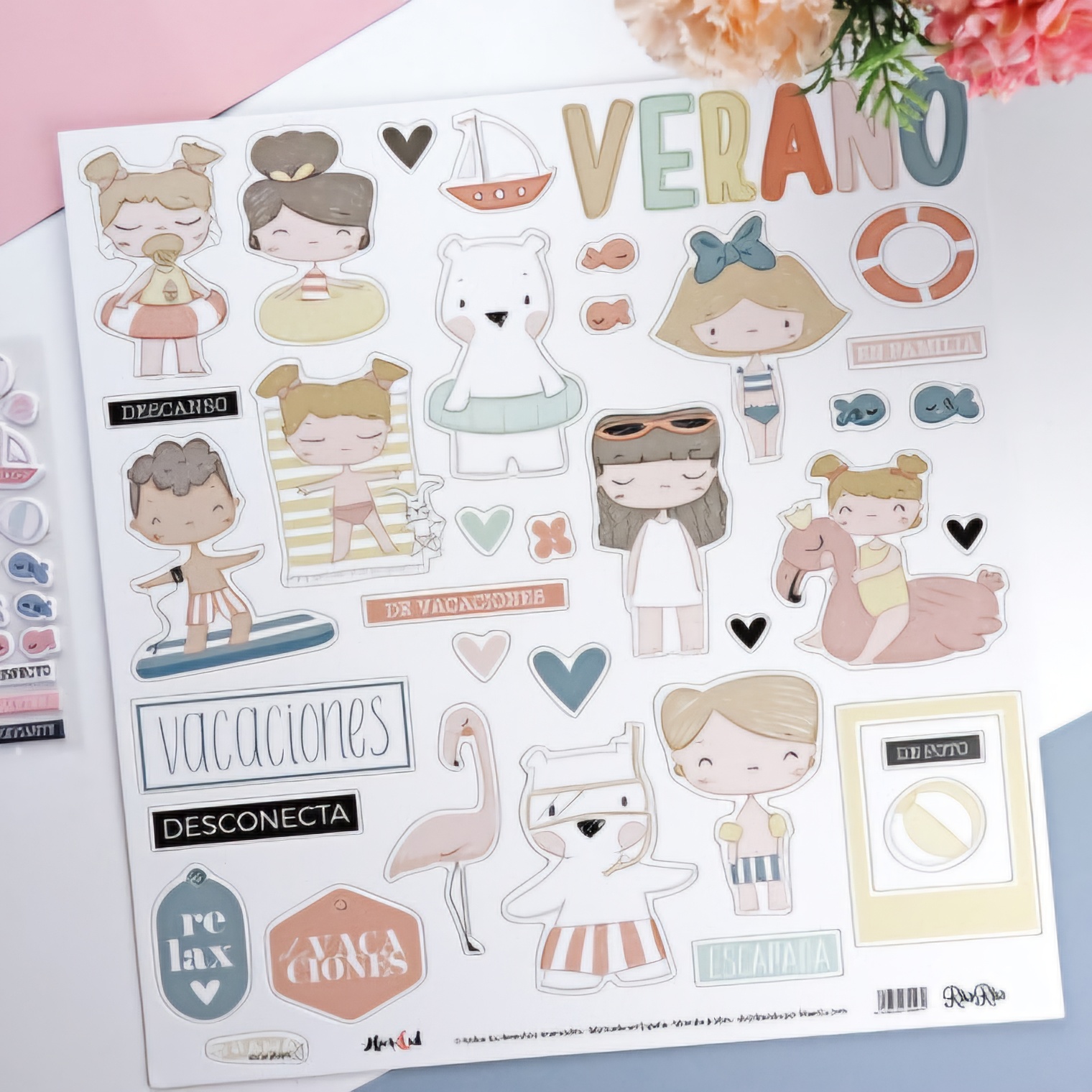 Chipboard Stickers Ilustrações Ohana en la Playa Alua Cid