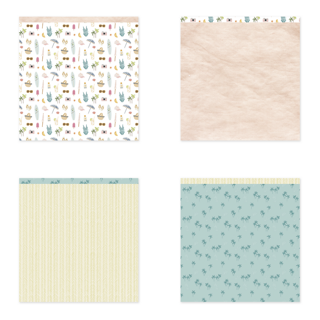 Stack 24 Papéis 30x30cm Uma Face Summer Memories Lora Bailora