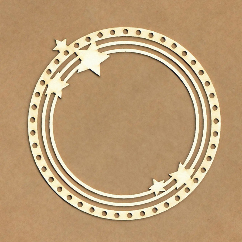 Chipboard Moldura Redonda Estrelas Kora Projects