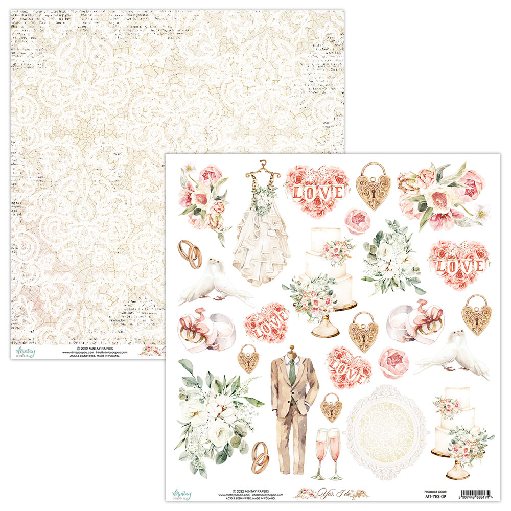 Bloco 6"×6" YES I DO Mintay Papers