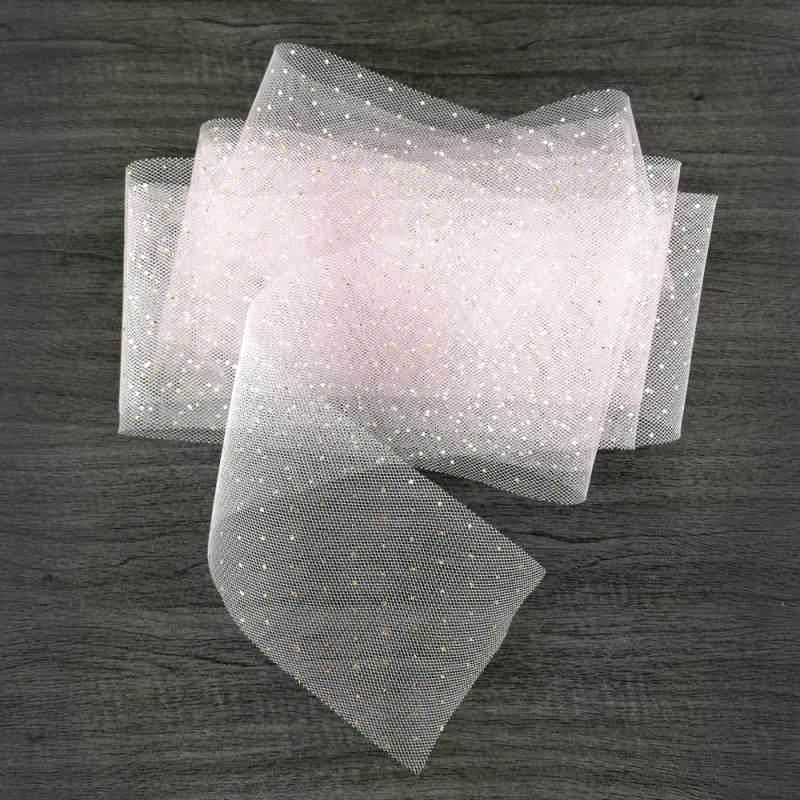 Fita de TULE ROSA PINTINHAS DOURADAS , Kora Projects