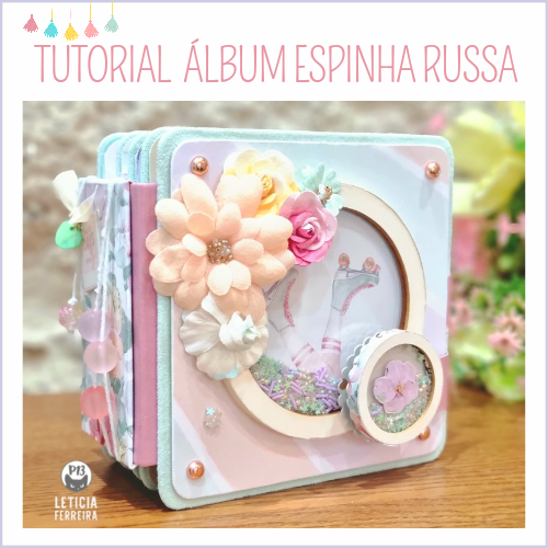 Álbum decorativo com flores e moldura oval em tons pastel