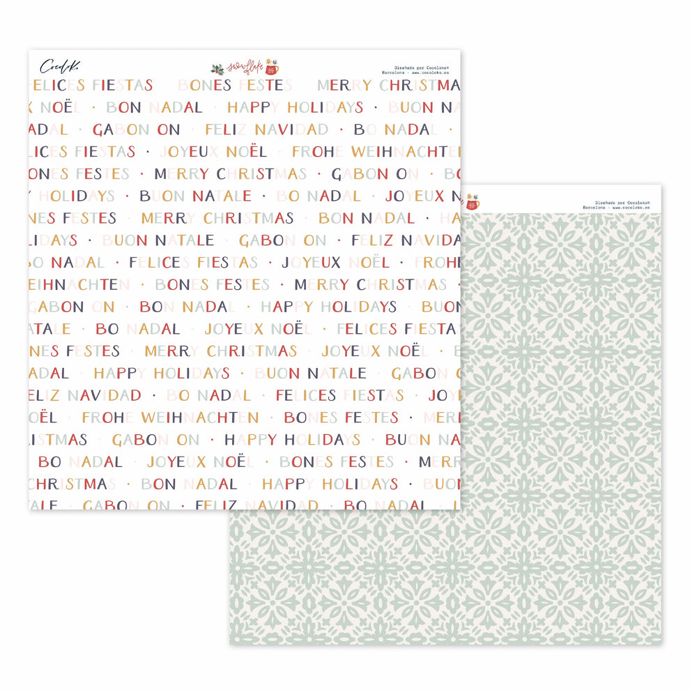 Bloco 24 papéis 12"×12" Snowflake Cocoloko