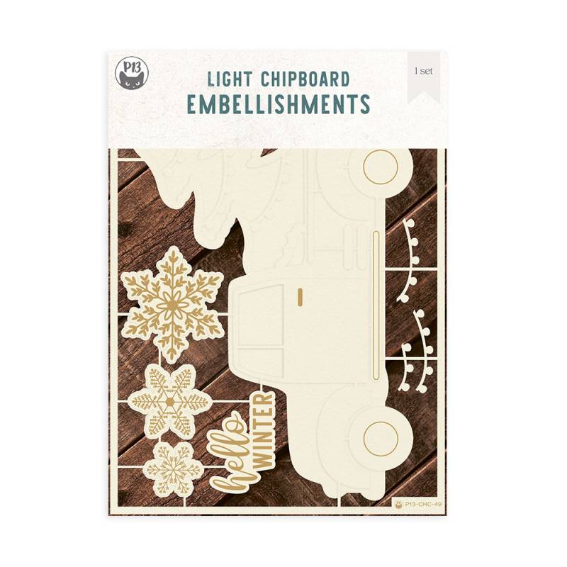 Conjunto de aplicações de cartão leve em forma de camião, flocos de neve e texto hello WINTER