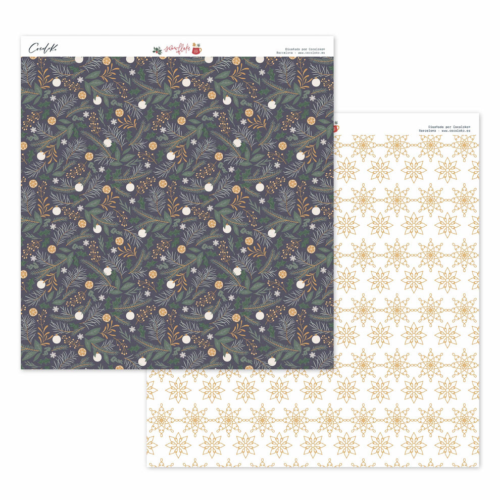 Bloco 24 papéis 12"×12" Snowflake Cocoloko