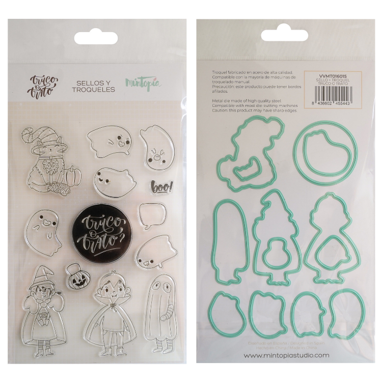Set Carimbos e Cortante Fantasminhas Truco o Trato Míntopia