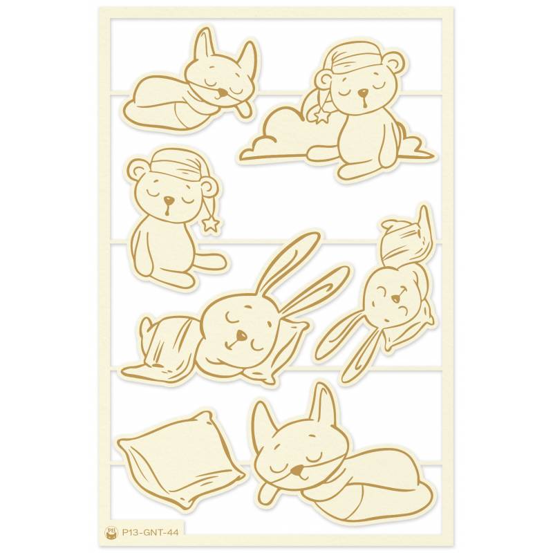 Light chipboard embellishments 01 Good Night Ursos Dorminhocos, 7pcs