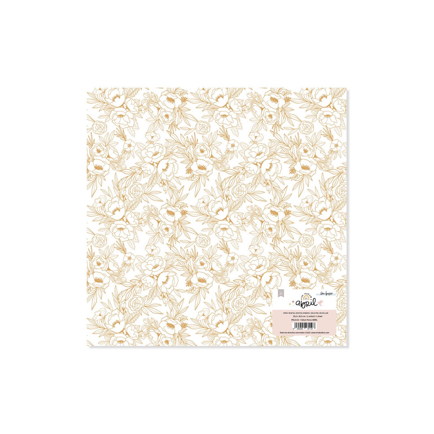 Papel Vegetal Flores Foil Dourado Un Nuevo Abril Lora Bailora
