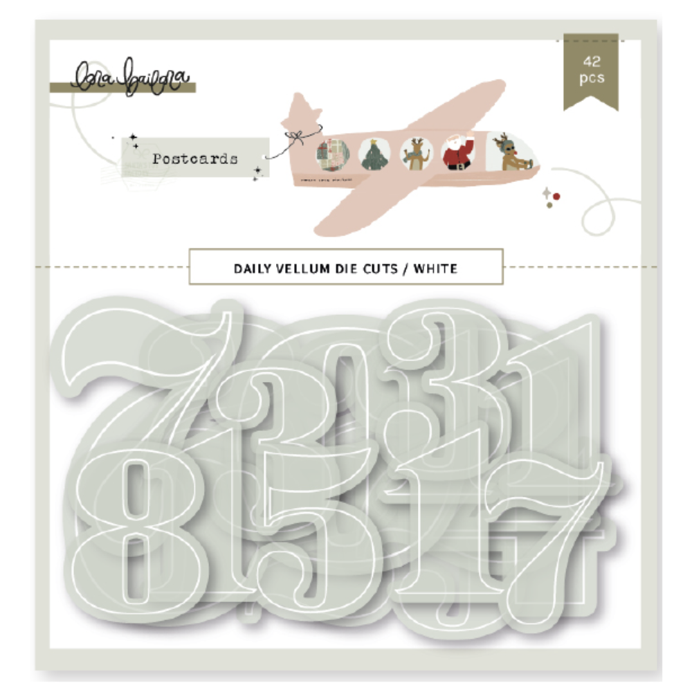 Números Diário Natal Vellum Branco • Postcards Lora Bailora