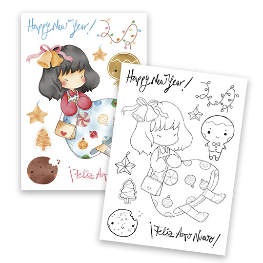 Carimbo Happy New Year | Chibi Navidad, Paraes