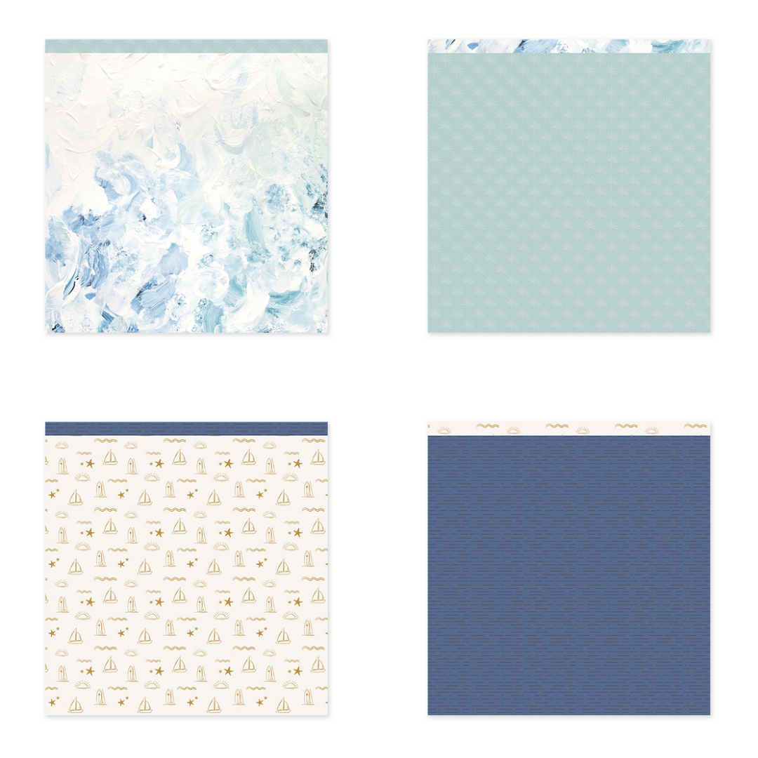 Stack 24 Papéis 30x30cm Uma Face Summer Memories Lora Bailora