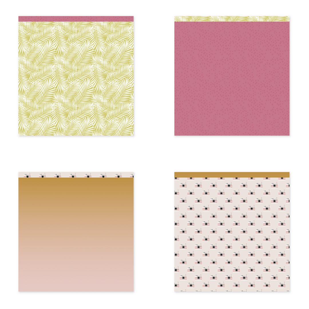 Stack 24 Papéis 30x30cm Uma Face Summer Memories Lora Bailora