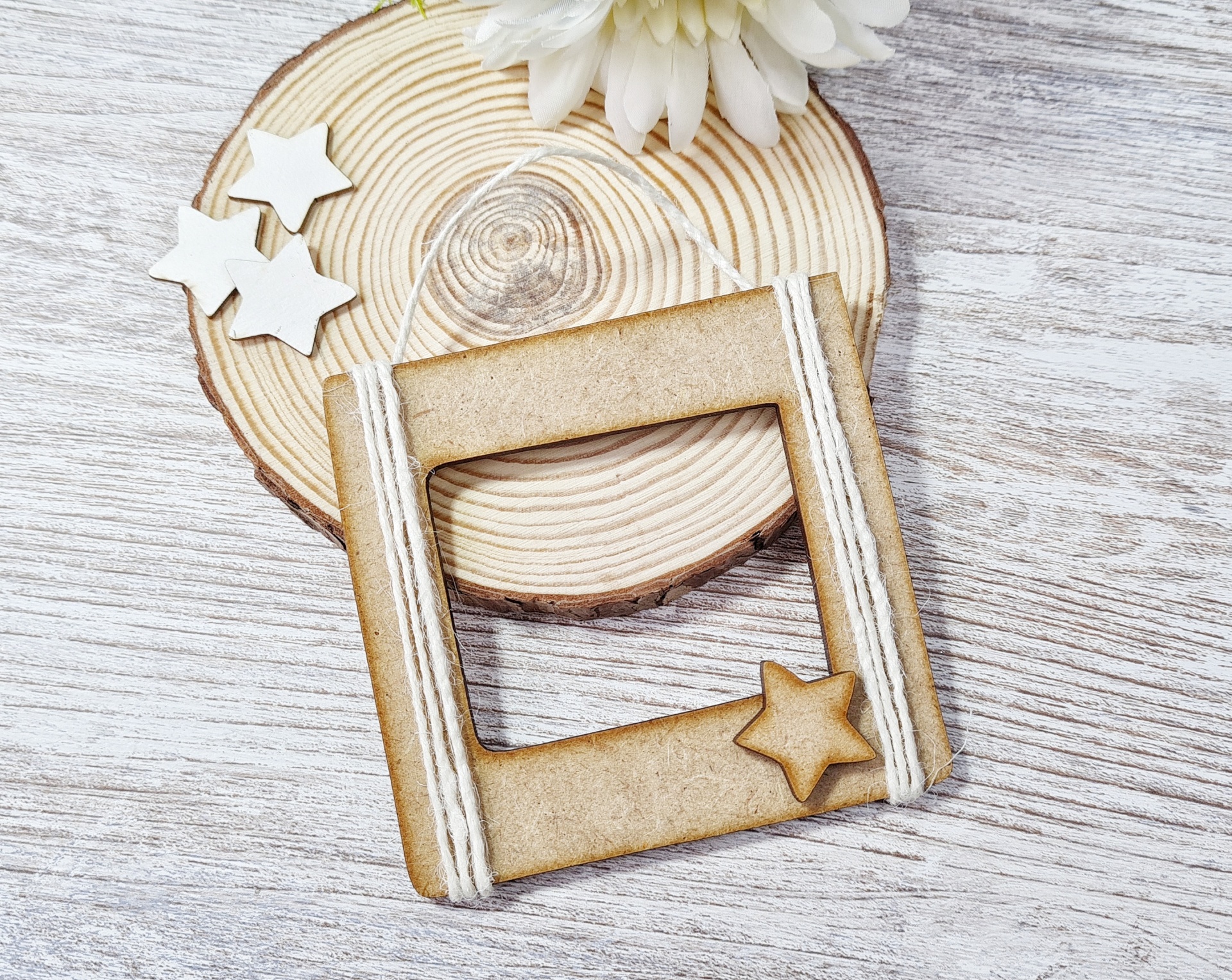 Chipboard Moldura Quadrada com Estrela Mandarina & Lima