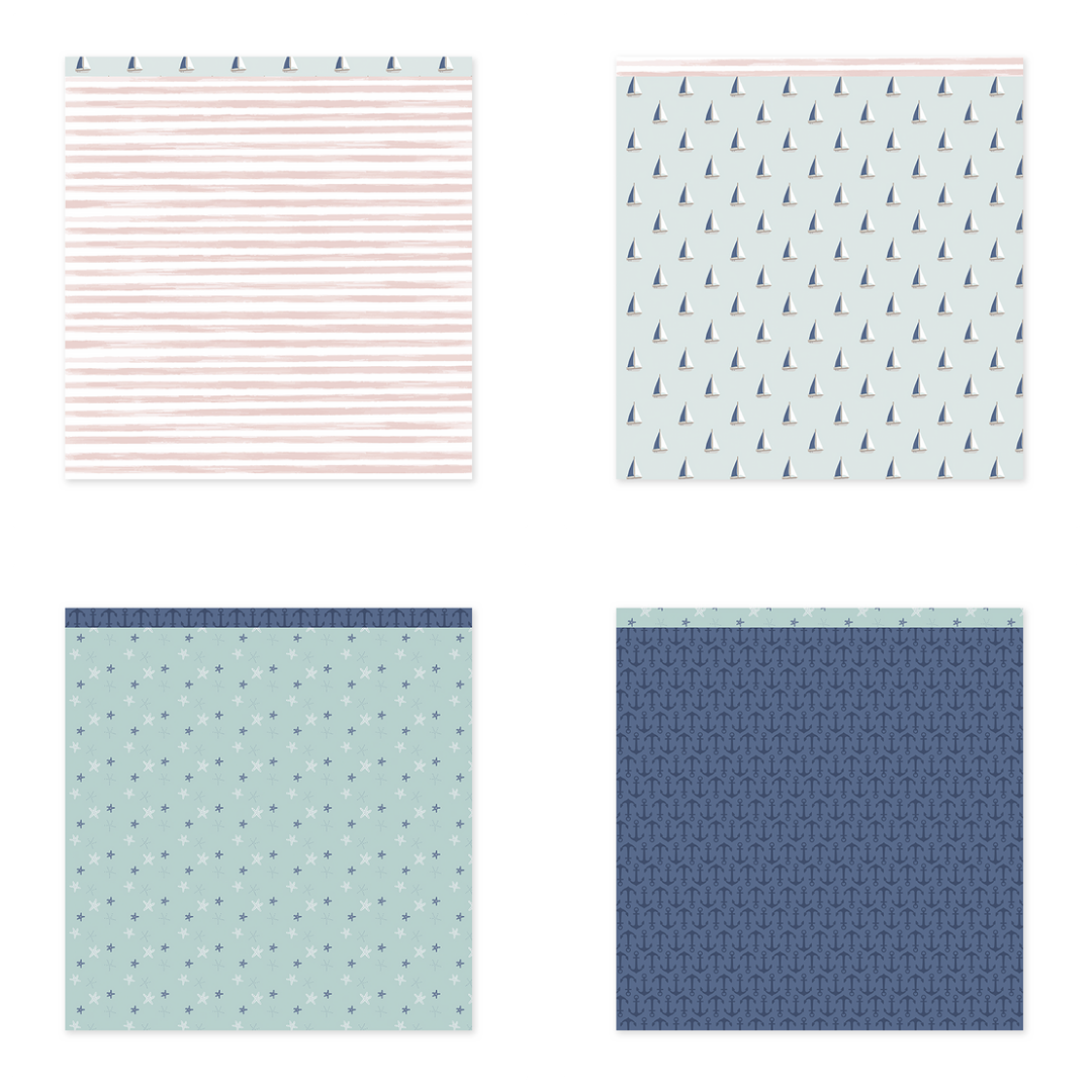 Stack 24 Papéis 30x30cm Uma Face Summer Memories Lora Bailora