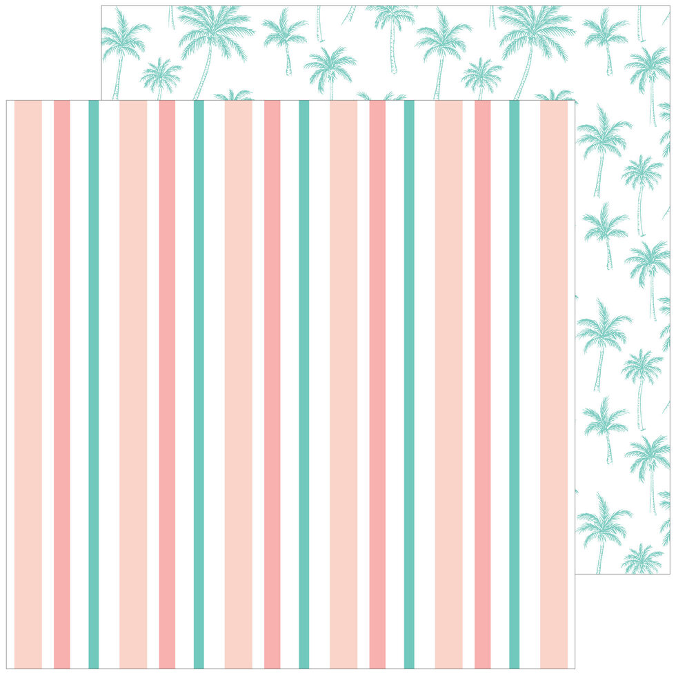 Papel de parede ou tecido com padrões de listra e palmeiras