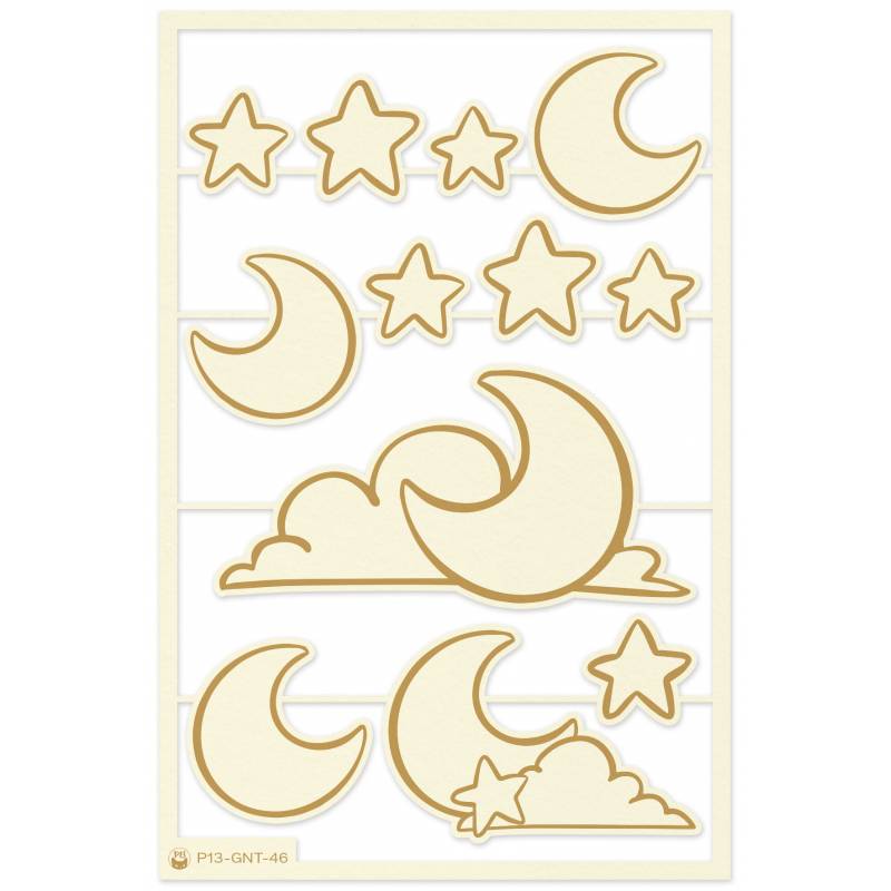 Light chipboard embellishments 03 Good Night Estrelas e Luas, 12pcs