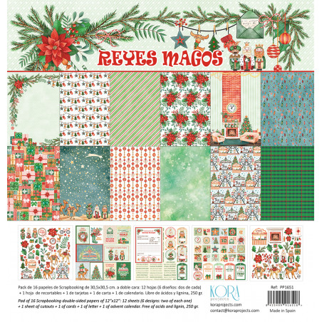 Kit Papéis + Die Cuts + Extras Coleção Reyes Magos Kora Projects