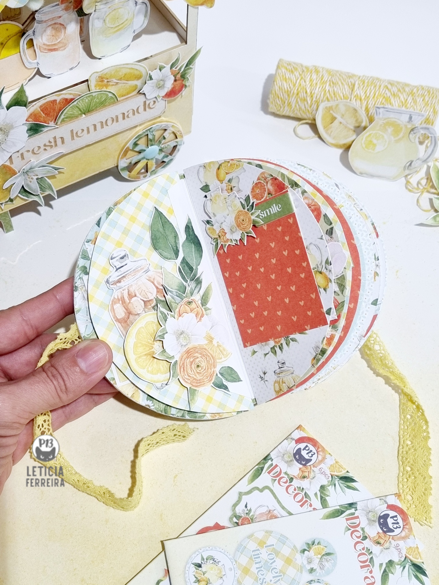 Carrinho Limonada com Mini Álbum Fotos Forma Limão