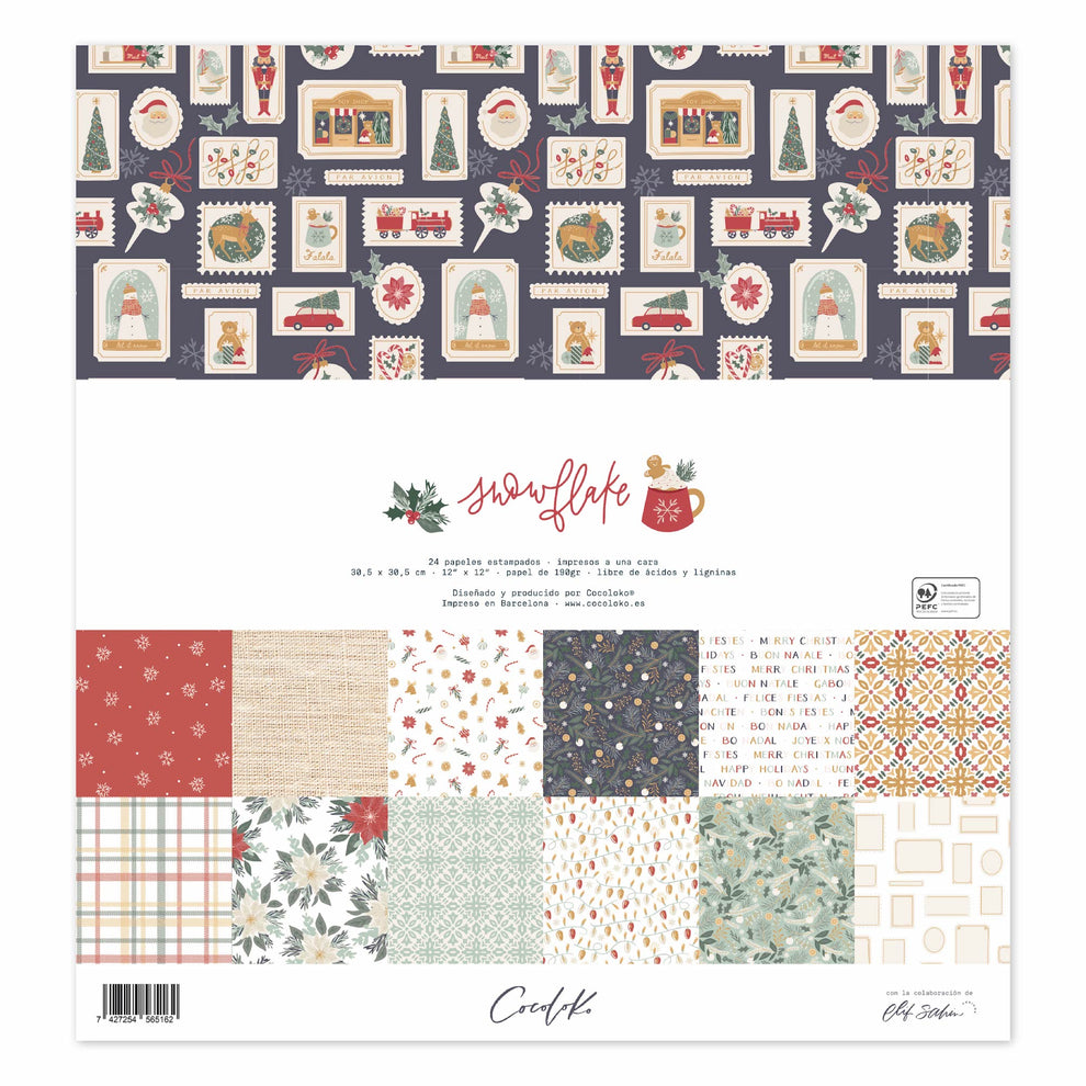 Bloco 24 papéis 12"×12" Snowflake Cocoloko