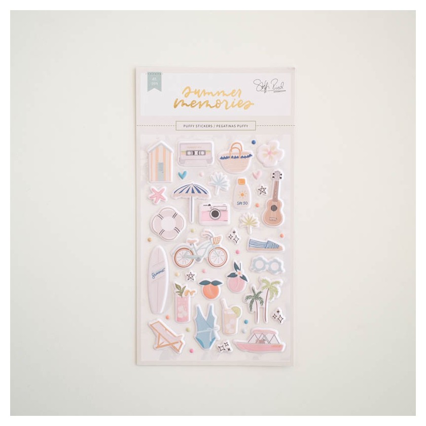 Puffy Stickers Ilustrações Summer Memories Lora Bailora