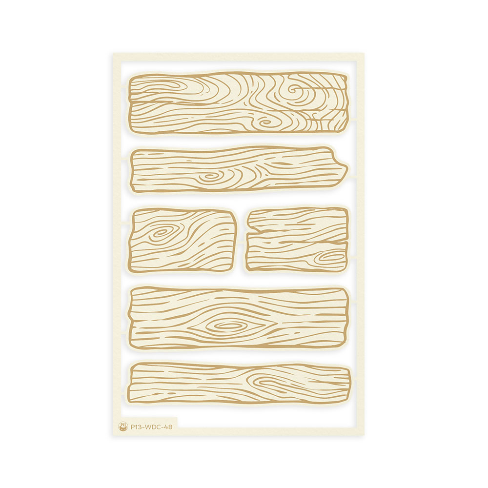 Conjunto de autocolantes com padrão de madeira castanha clara sobre fundo branco