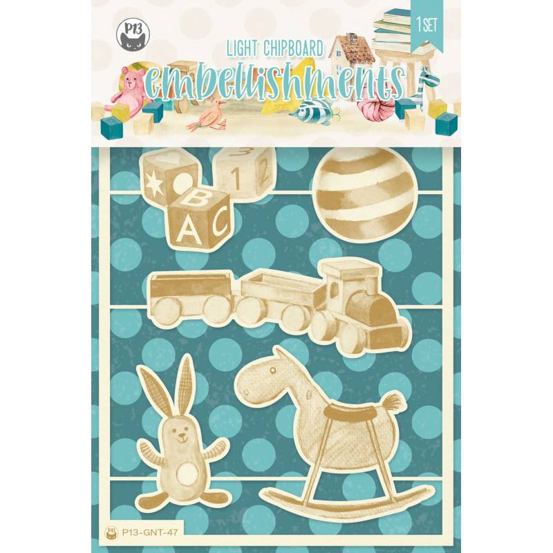 Light chipboard embellishments 04 Good Night Brinquedos , 7pcs